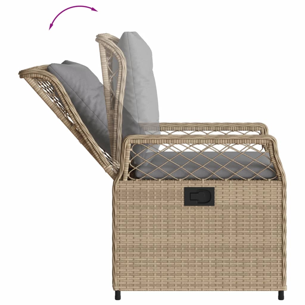 3-tlg. Garten-Essgruppe mit Kissen Beige Poly Rattan