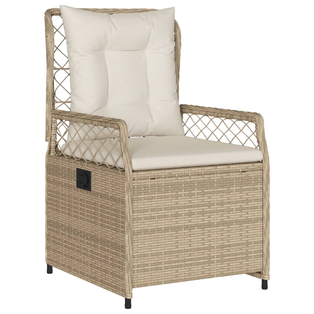 3-tlg. Garten-Essgruppe mit Kissen Beige Poly Rattan