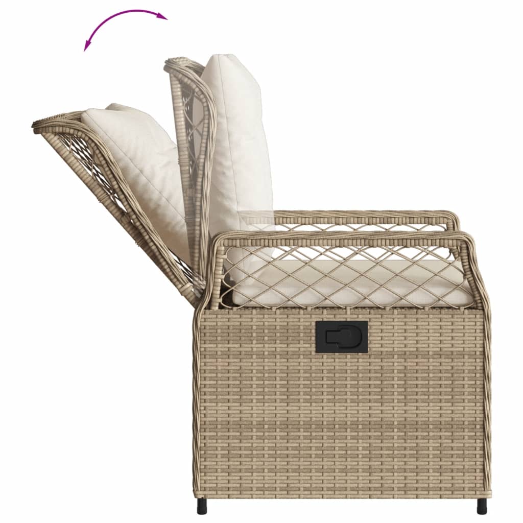 3-tlg. Garten-Essgruppe mit Kissen Beige Poly Rattan