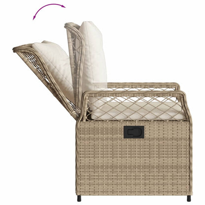 3-tlg. Garten-Essgruppe mit Kissen Beige Poly Rattan