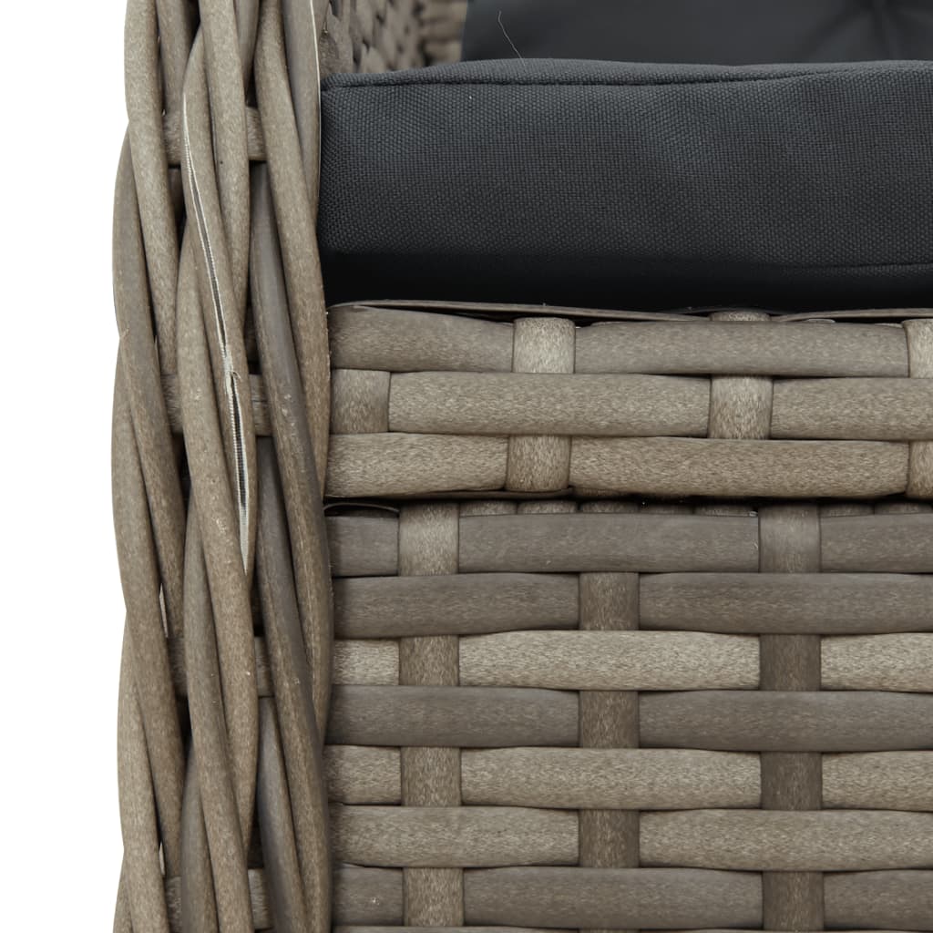 9-tlg. Garten-Essgruppe mit Kissen Grau Poly Rattan