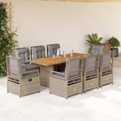 9-tlg. Garten-Essgruppe mit Kissen Beige Poly Rattan