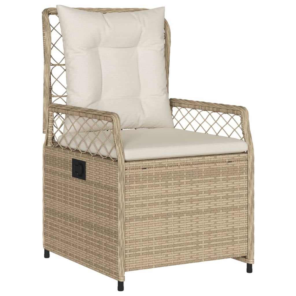 7-tlg. Garten-Essgruppe mit Kissen Beige Poly Rattan