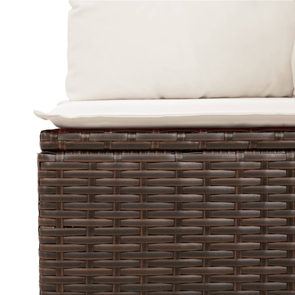 10-tlg. Garten-Sofagarnitur mit Kissen Braun Poly Rattan