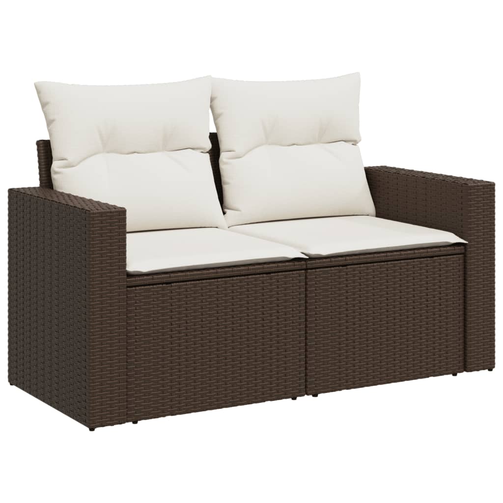 11-tlg. Garten-Sofagarnitur mit Kissen Braun Poly Rattan