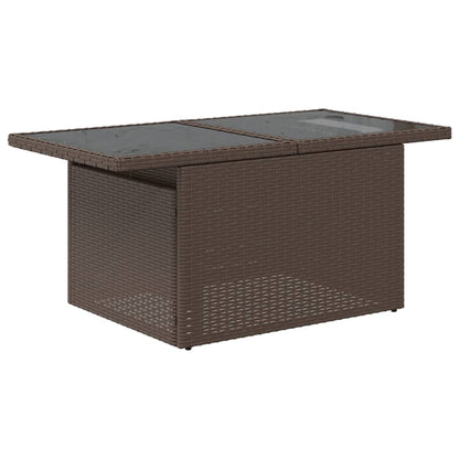 10-tlg. Garten-Sofagarnitur mit Kissen Braun Poly Rattan