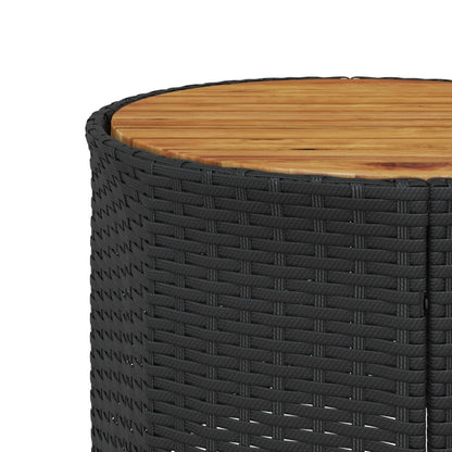 3-tlg. Garten-Sofagarnitur Halbrund Schwarz Poly-Rattan