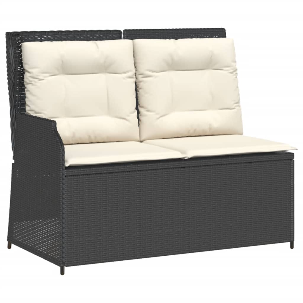 3-tlg. Garten-Lounge-Set mit Kissen Schwarz Poly Rattan