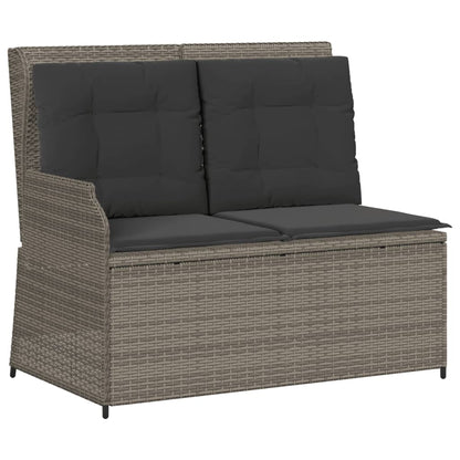 3-tlg. Garten-Lounge-Set mit Kissen Grau Poly Rattan