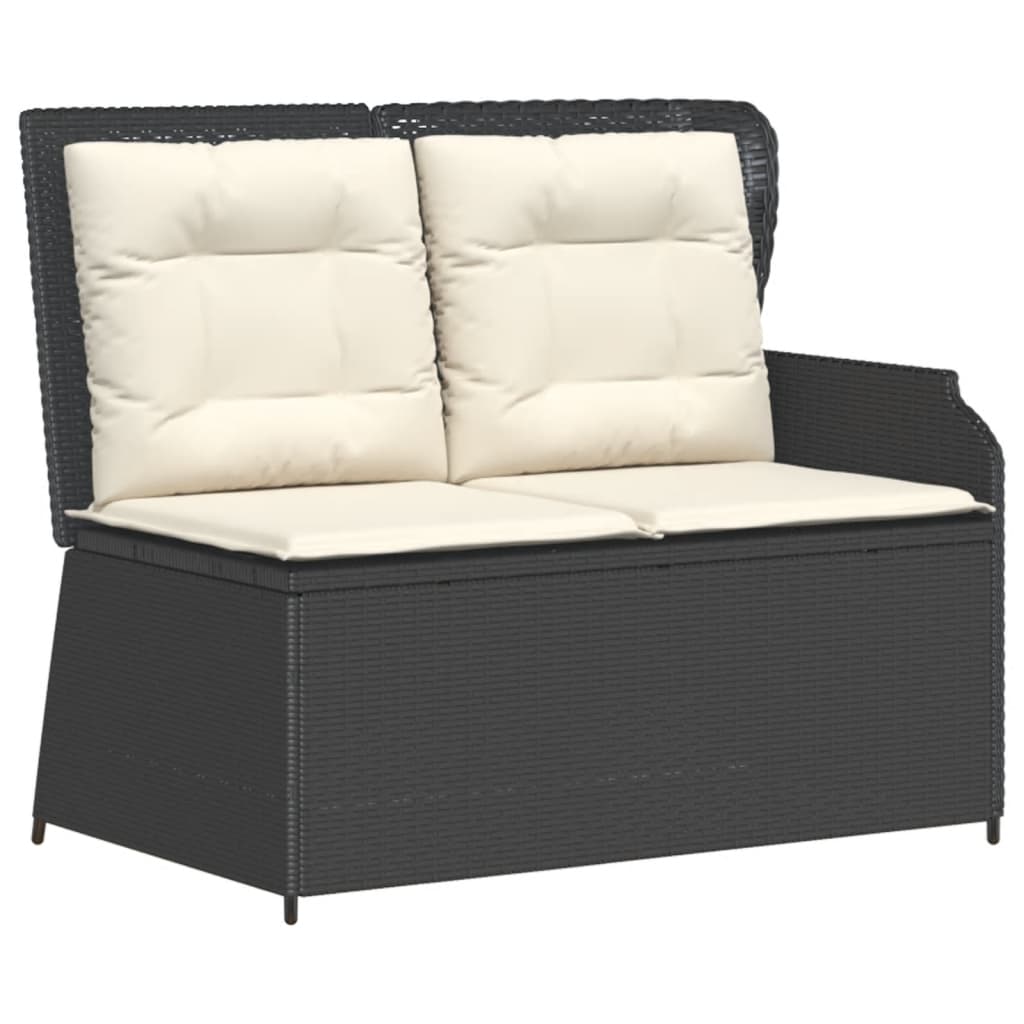 4-tlg. Garten-Lounge-Set mit Kissen Schwarz Poly Rattan