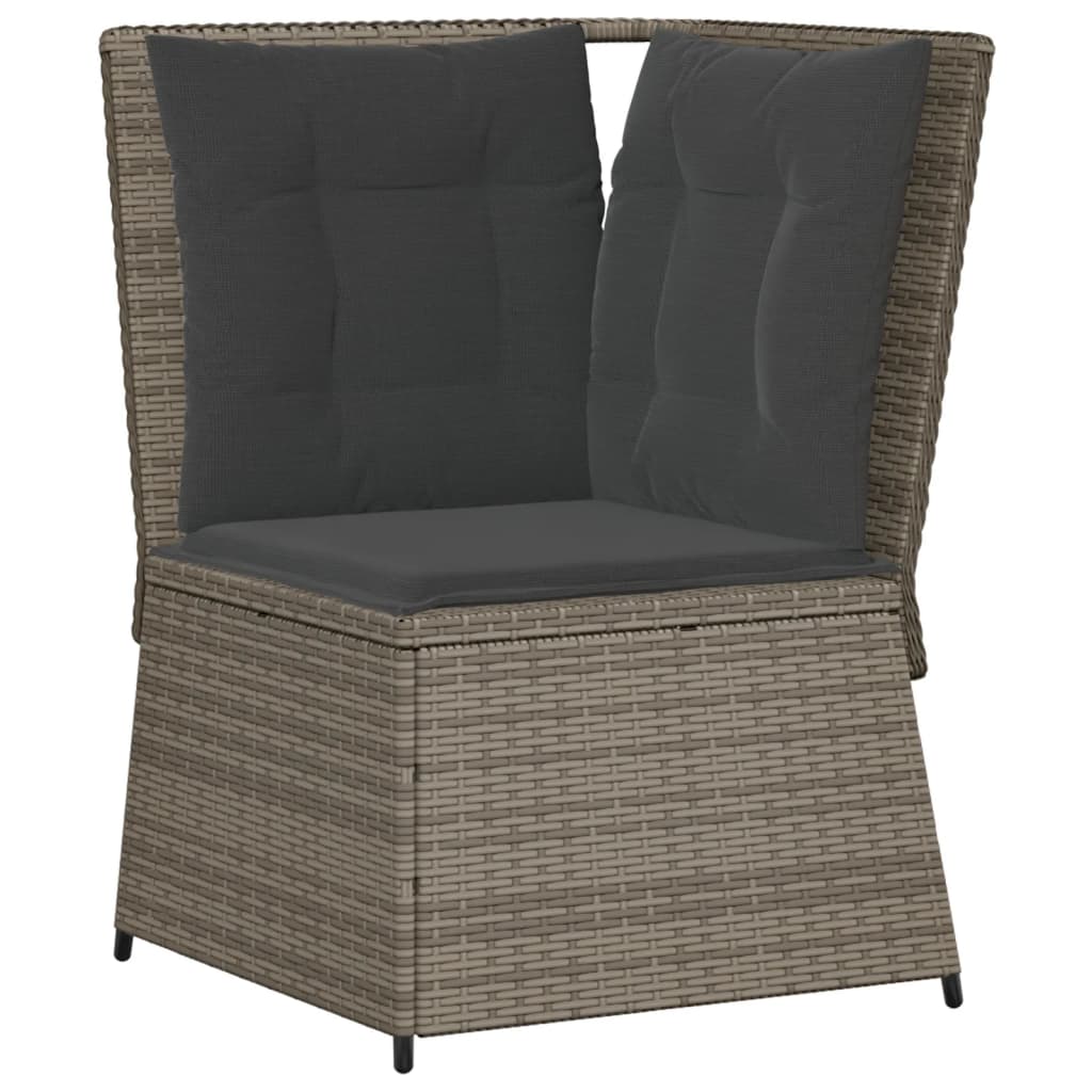 4-tlg. Garten-Lounge-Set mit Kissen Grau Poly Rattan