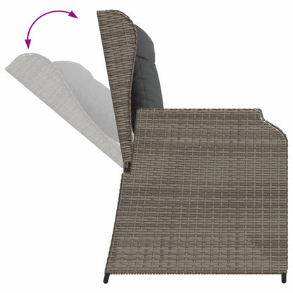 4-tlg. Garten-Lounge-Set mit Kissen Grau Poly Rattan