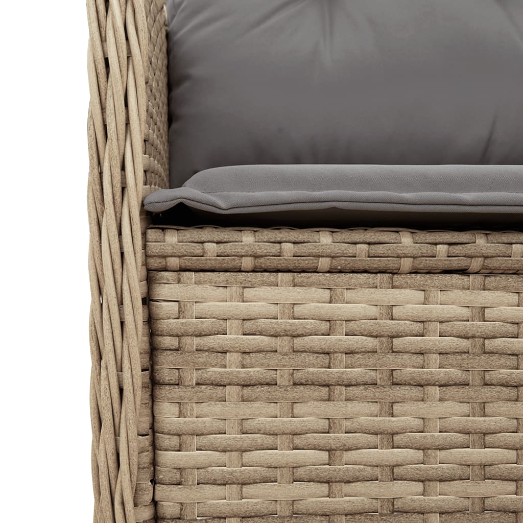 4-tlg. Garten-Lounge-Set mit Kissen Beige Poly Rattan