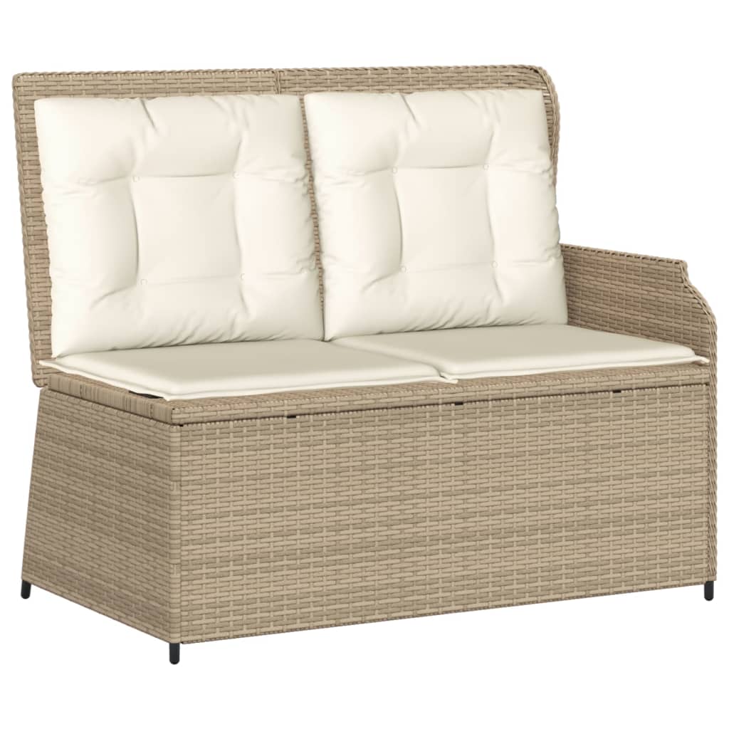 4-tlg. Garten-Lounge-Set mit Kissen Beige Poly Rattan