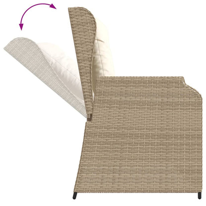 4-tlg. Garten-Lounge-Set mit Kissen Beige Poly Rattan