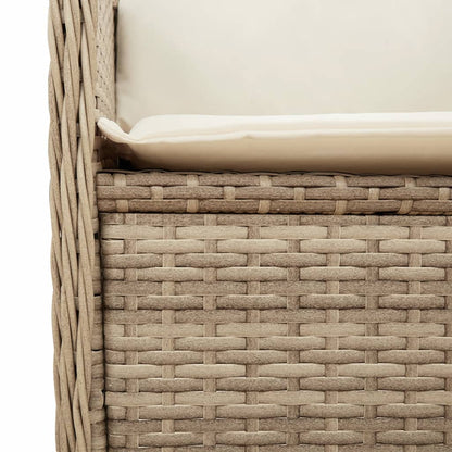 4-tlg. Garten-Lounge-Set mit Kissen Beige Poly Rattan