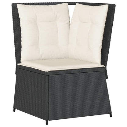 5-tlg. Garten-Lounge-Set mit Kissen Schwarz Poly Rattan