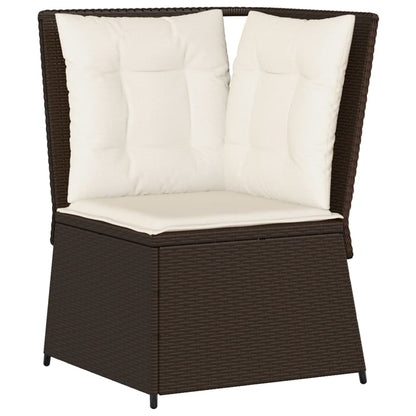 5-tlg. Garten-Lounge-Set mit Kissen Braun Poly Rattan