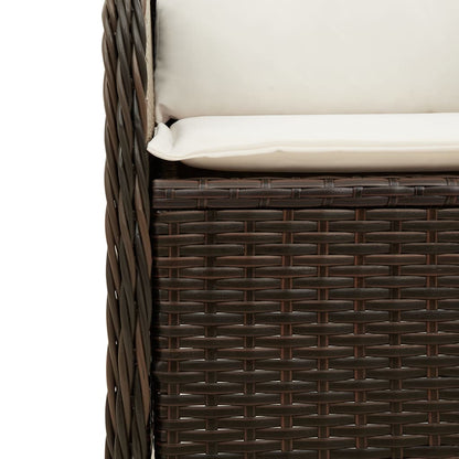 5-tlg. Garten-Lounge-Set mit Kissen Braun Poly Rattan