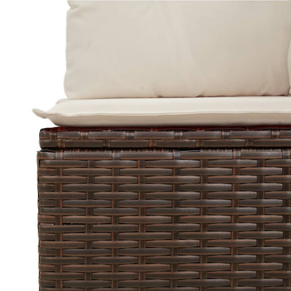 5-tlg. Garten-Lounge-Set mit Kissen Braun Poly Rattan