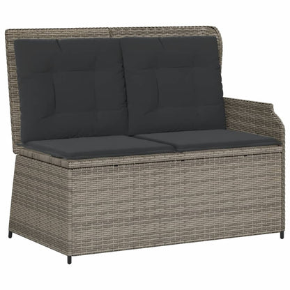 5-tlg. Garten-Lounge-Set mit Kissen Grau Poly Rattan