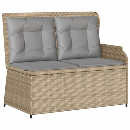 5-tlg. Garten-Lounge-Set mit Kissen Beige Poly Rattan