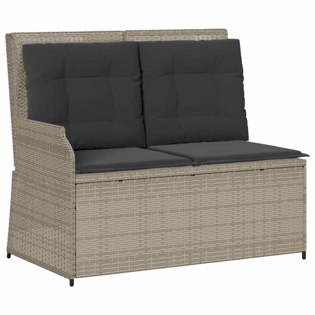 5-tlg. Garten-Lounge-Set mit Kissen Hellgrau Poly Rattan