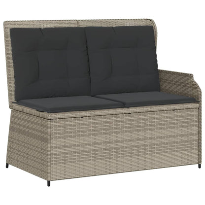 5-tlg. Garten-Lounge-Set mit Kissen Hellgrau Poly Rattan