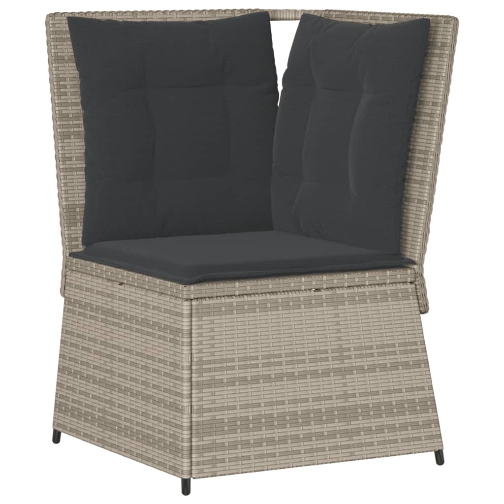 5-tlg. Garten-Lounge-Set mit Kissen Hellgrau Poly Rattan