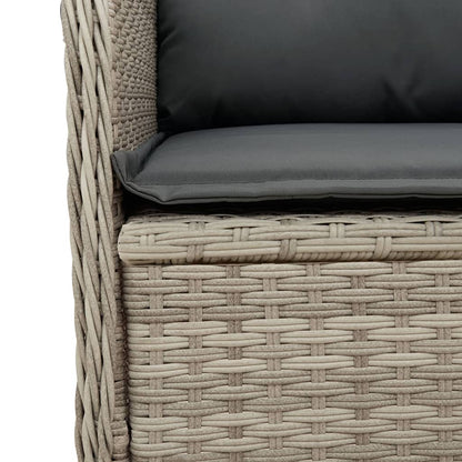 5-tlg. Garten-Lounge-Set mit Kissen Hellgrau Poly Rattan