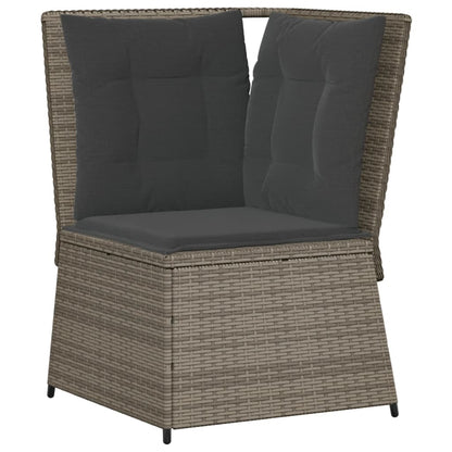 6-tlg. Garten-Lounge-Set mit Kissen Grau Poly Rattan