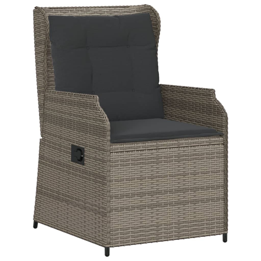 6-tlg. Garten-Lounge-Set mit Kissen Grau Poly Rattan