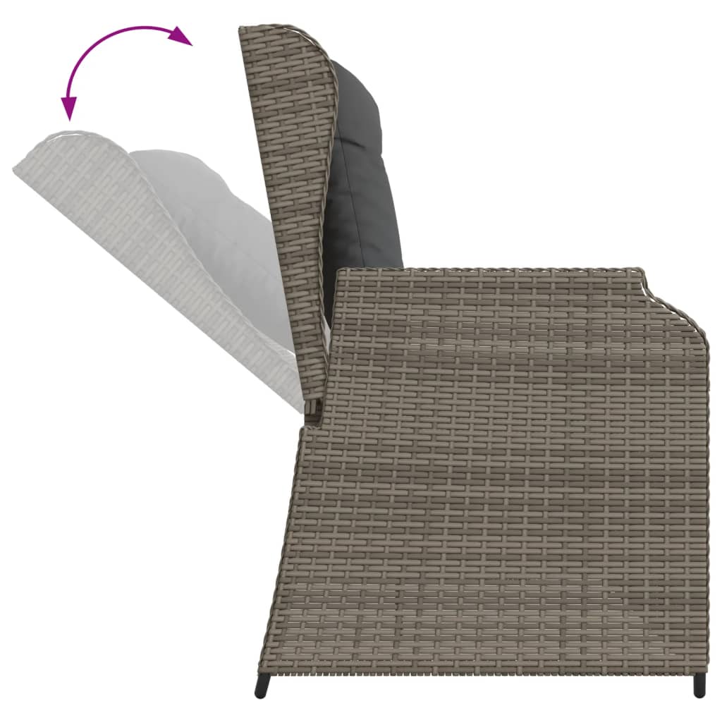 6-tlg. Garten-Lounge-Set mit Kissen Grau Poly Rattan