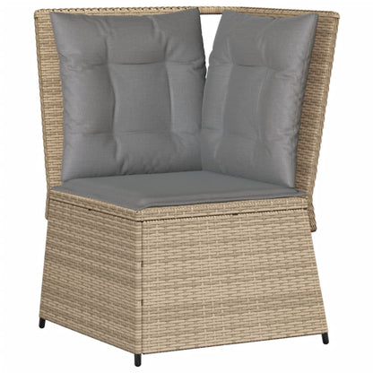 6-tlg. Garten-Lounge-Set mit Kissen Beige Poly Rattan