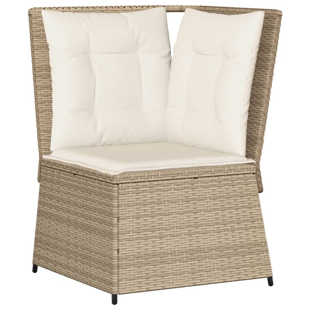 5-tlg. Garten-Lounge-Set mit Kissen Beige Poly Rattan