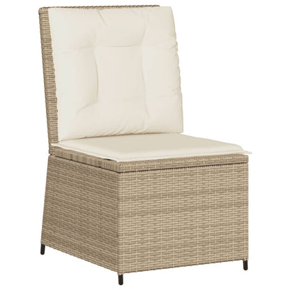 5-tlg. Garten-Lounge-Set mit Kissen Beige Poly Rattan