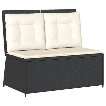 7-tlg. Garten-Lounge-Set mit Kissen Schwarz Poly Rattan