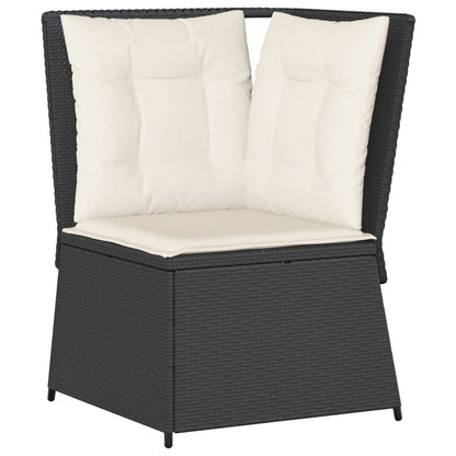 7-tlg. Garten-Lounge-Set mit Kissen Schwarz Poly Rattan