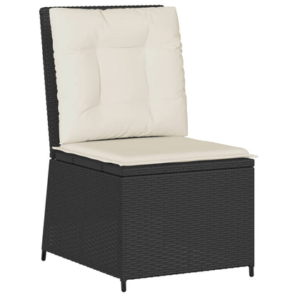 7-tlg. Garten-Lounge-Set mit Kissen Schwarz Poly Rattan