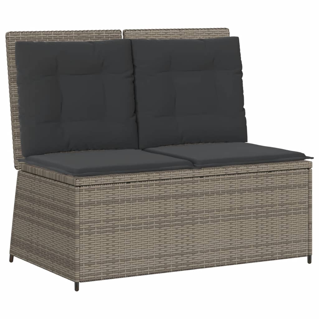 7-tlg. Garten-Lounge-Set mit Kissen Grau Poly Rattan