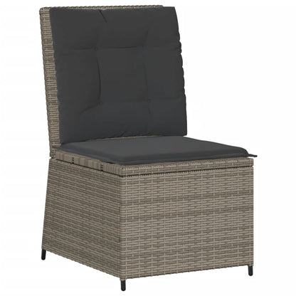 7-tlg. Garten-Lounge-Set mit Kissen Grau Poly Rattan