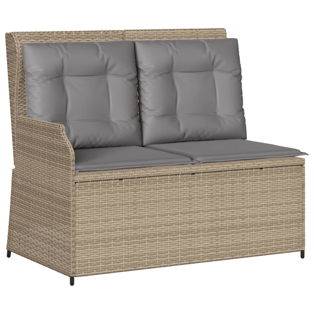 7-tlg. Garten-Lounge-Set mit Kissen Beige Poly Rattan