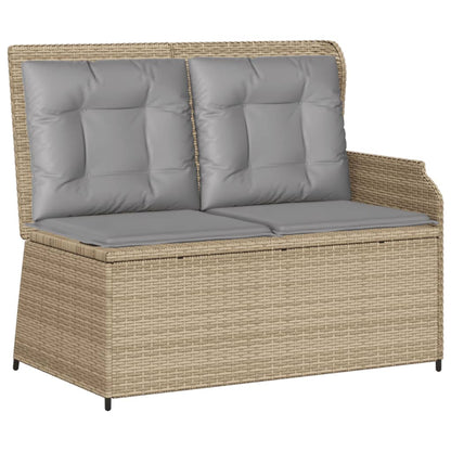 7-tlg. Garten-Lounge-Set mit Kissen Beige Poly Rattan