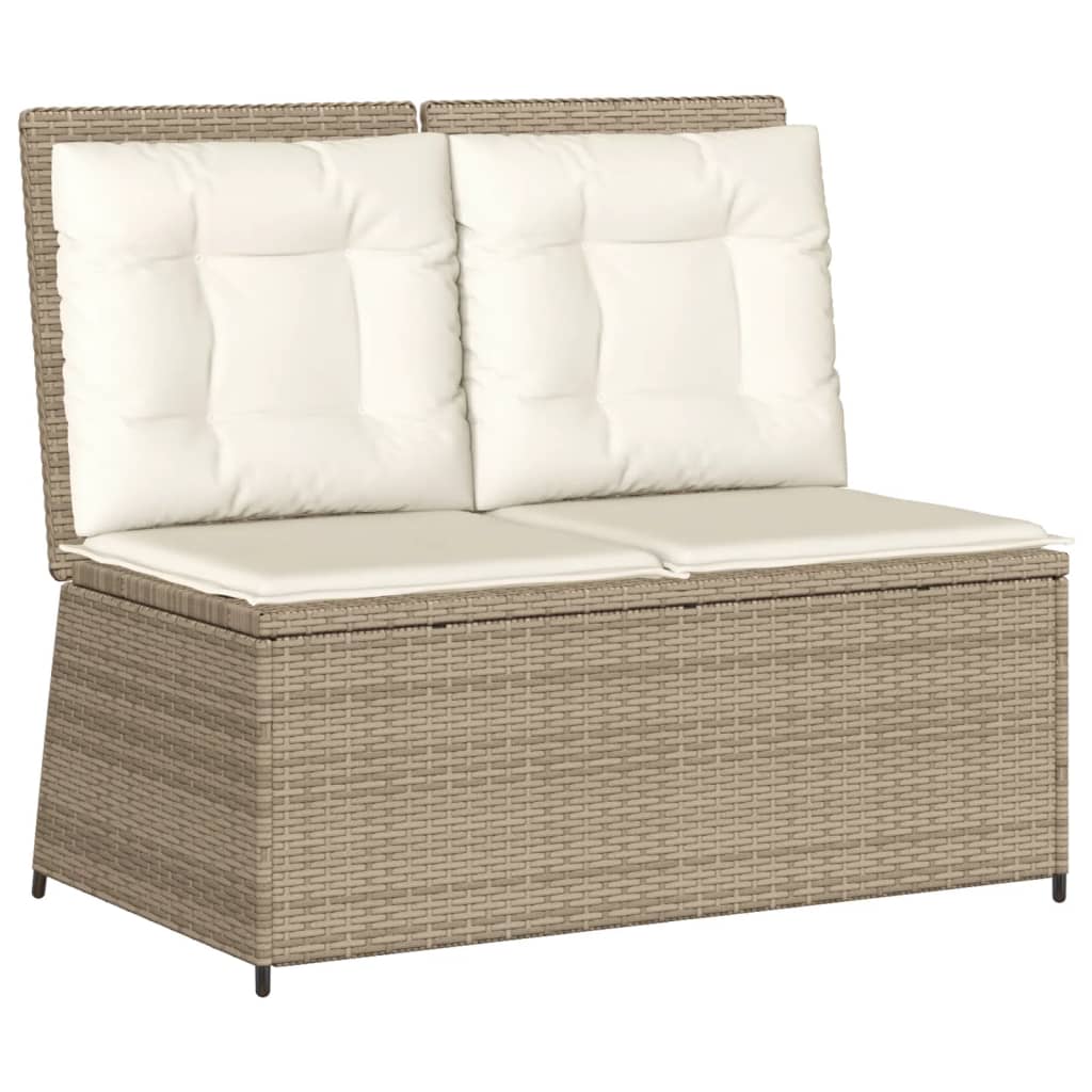 7-tlg. Garten-Lounge-Set mit Kissen Beige Poly Rattan