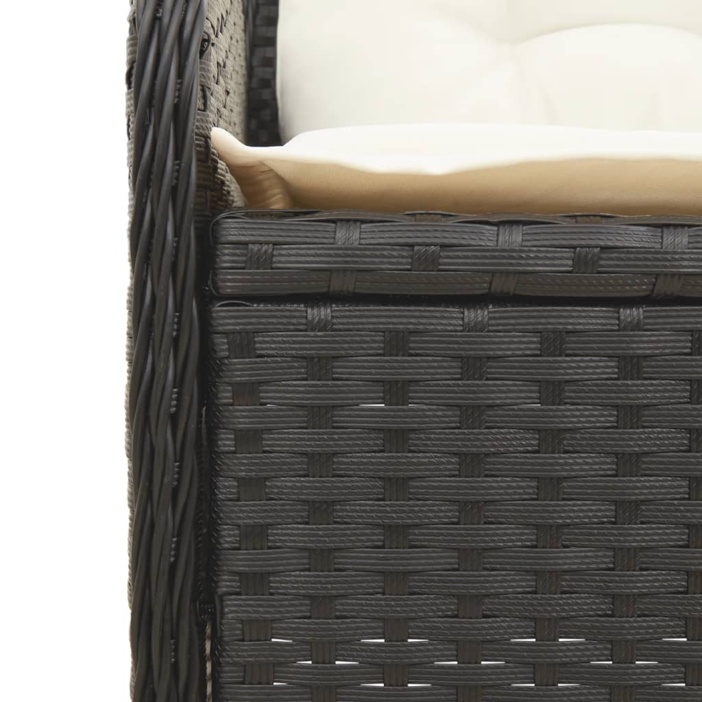 7-tlg. Garten-Lounge-Set mit Kissen Schwarz Poly Rattan