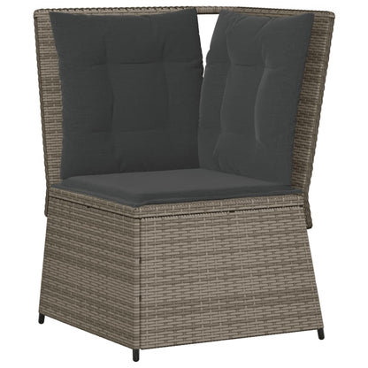 7-tlg. Garten-Lounge-Set mit Kissen Grau Poly Rattan