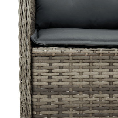 7-tlg. Garten-Lounge-Set mit Kissen Grau Poly Rattan