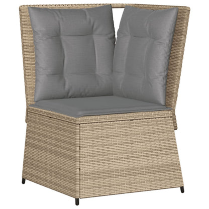 7-tlg. Garten-Lounge-Set mit Kissen Beige Poly Rattan