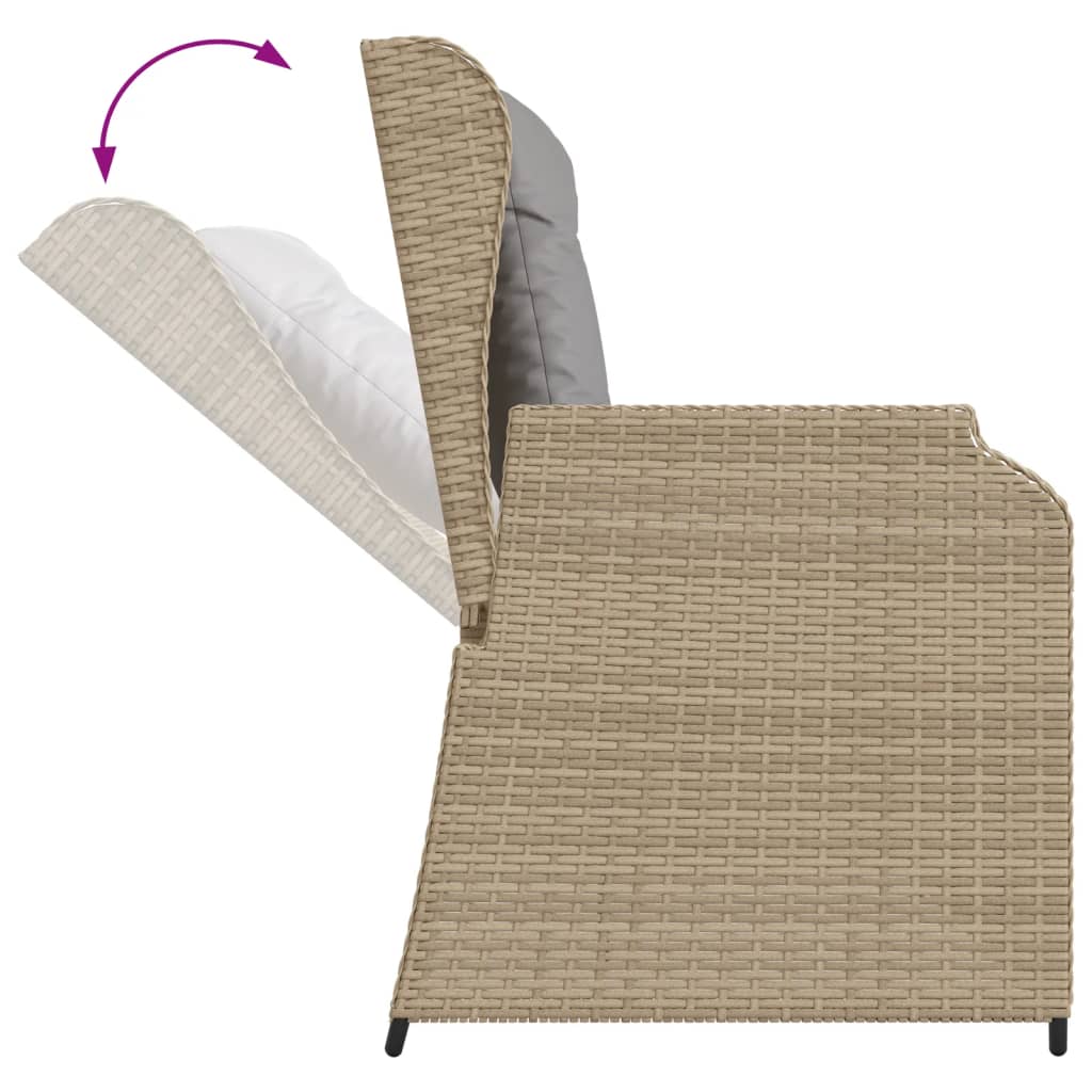 7-tlg. Garten-Lounge-Set mit Kissen Beige Poly Rattan