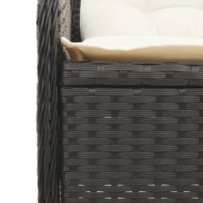 3-tlg. Garten-Lounge-Set mit Kissen Schwarz Poly Rattan